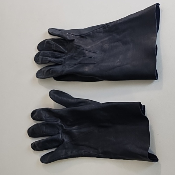 Genuine Soft Supple Thin Leather Driving Gloves Top Detail Dark Nay Blue - Picture 3 of 11
